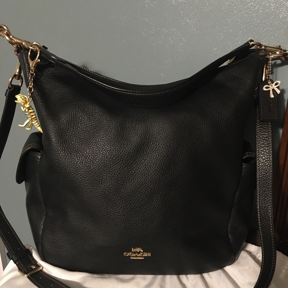 Coach Penny Black Leather Bag Purse Crossbody Tote